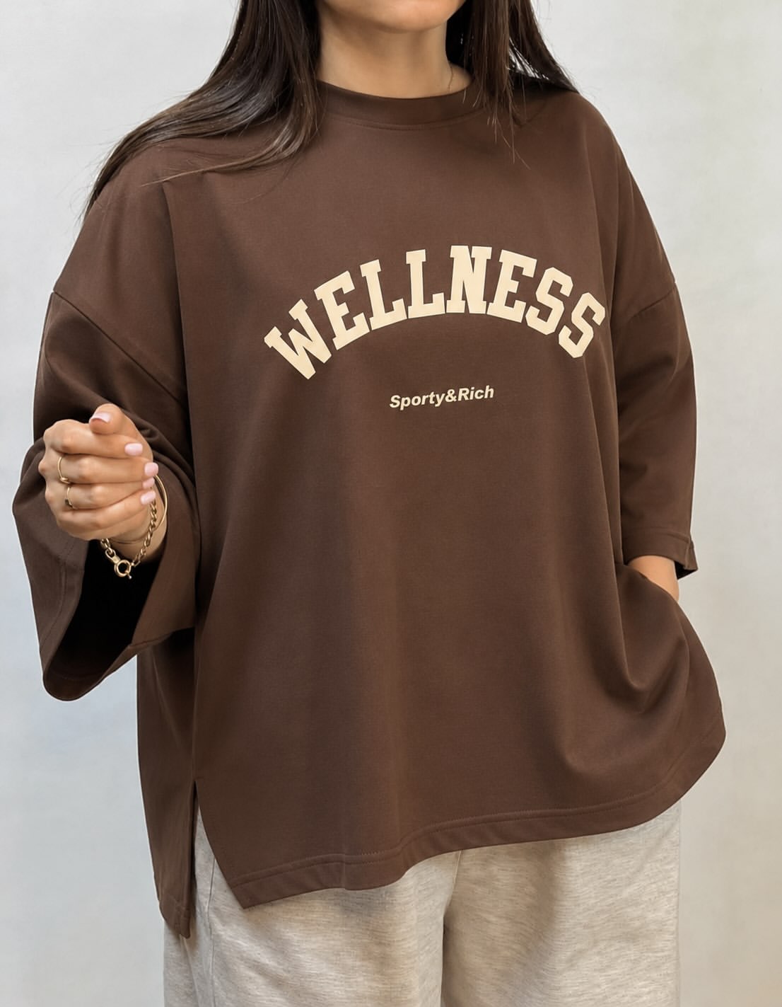تیشرت باکسی چاکدار WELLNESS فری سایز